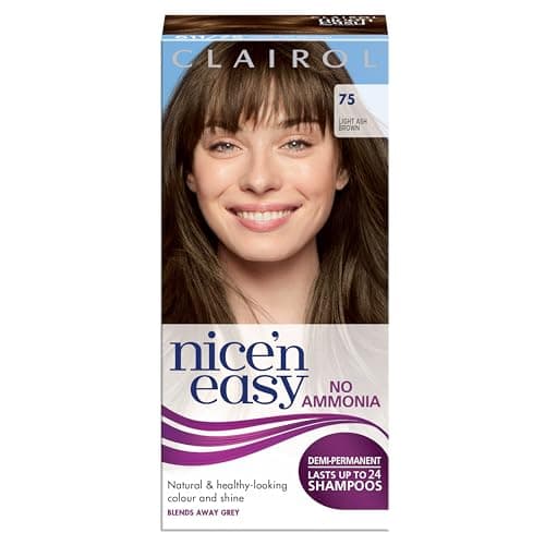Image of Clairol Nice'n Easy No Ammonia Hair Dye, 75 Light Ash Brown, 1 Count (Pack of 1)