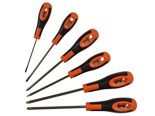 Image of Bahco 605-6 6 Piece Slotted, Phillips & Pozidriv Screwdriver Set with Rubber Grips