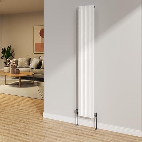 Image of NRG 1800x272mm Gloss White Radiator Vertical Flat Panel Bathroom Designer Single Rad Central Heating