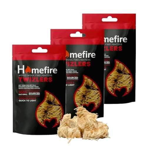 Image of Wood Wool Fire Lighters Multipack - Pack of 3 x 300g Easy to Light 100% Natural Twizlers Firelighters with Topline Card for Charcoal BBQ’s, Pizza Oven, Fire Pits, Wood Burners, Barbecue, Camping