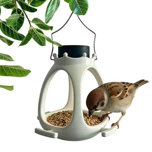 Image of Solar Bird House 15 x 15 x 20 cm - Outdoor Feeding Station Weatherproof LED Light | Hanging Bird House for Patio Balcony Garden Forest Tits Sparrow Thistle