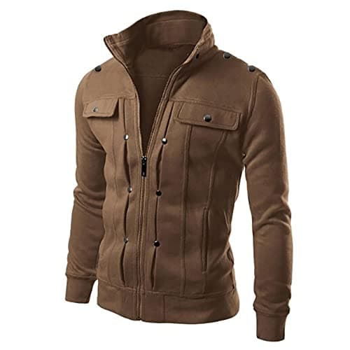 Image of Generisch Fleece Jacket Men's Fleece Pullover Winter Jacket on Jacket Designed Slim Coats for Men Coats & Jackets, coffee, M