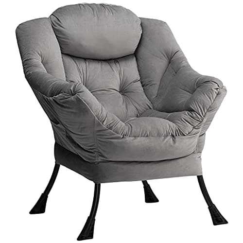 Image of HollyHOME Armchair Chairs Living Room Reading Chair Velvet Armchair Bedroom Comfy Cuddle Chairs with Armrest Arm Chair with Steel Frame, Dark Gray
