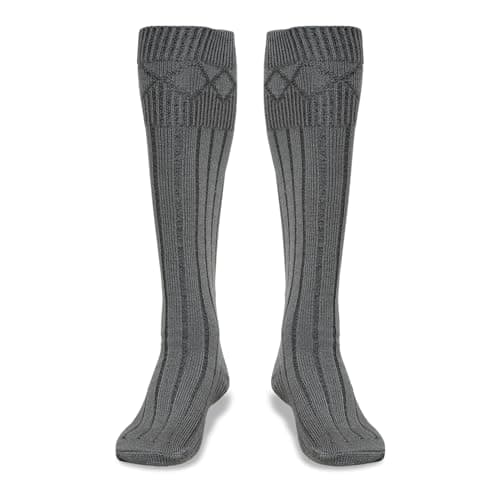 Image of YAS Designer Socks For Men Wool Traditional Scottish Socks Warm Kilt Comfortable Hose Casual Wedding Sports Leg warmers (UK, Alpha, Regular, Regular, M, DARK GREY)