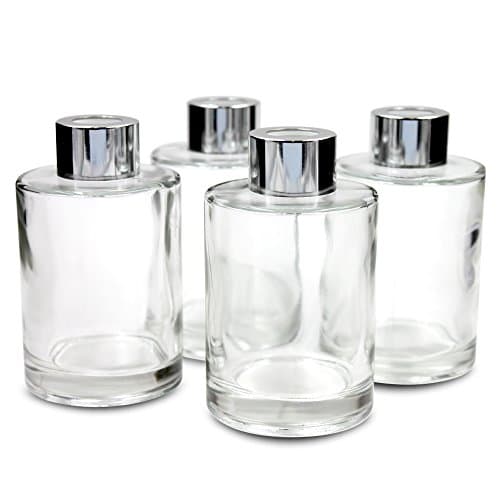 Image of Frandy House Glass Diffuser Bottles Diffuser Jars with Caps Set of 4 – 4.2 inches High, 120ml 4.06 ounce. Fragrance Accessories Use for Diy Replacement Reed Diffuser Sets.