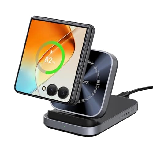 Image of Wireless Charger for Samsung Z Flip 7, Foldable Fast Phone Charger Stand for Galaxy Z Flip 7/7 FE/6/5/4/3, Charging Station for Samsung Z Flip/Moto Razr 60/50/40/+, SwanScout 508F (No Adapter)