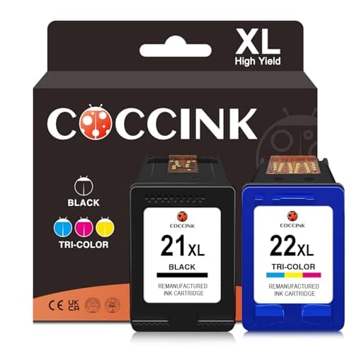 Image of COCCINK 21XL 22XL 21/22 Printer Ink Cartridges Replacement for HP 21 22 XL Compatible with Deskjet F2120 F2180 F2280 F335 F380 F390 F4180 F4190 D1460 D1530 D2360 D2460 OfficeJet 4315 J3608 Twin Pack