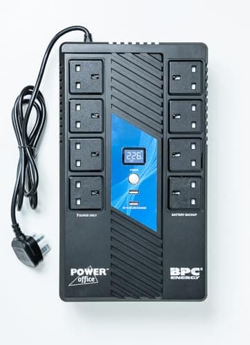 Image of BPC Energy UPS Power Supply UK - 1000VA UPS with 8 Outlets - UK Plug BS1363A - Surge Protected | Reliable Computer Uninterruptible Power Supply Units for Home & Office