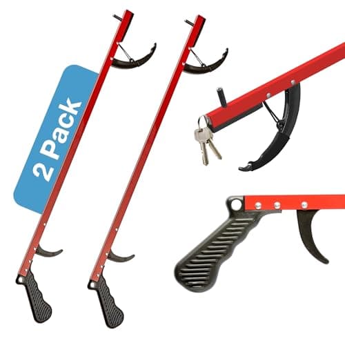 Image of Sammons Preston Reacher, Red, 26 Inch, Grabber Reacher Tool, Lightweight Trash Picker Grabber & Garden Nabber, Aluminum Picker Up Tool & Reaching Claw, Portable Reaching Assist & Dressing Tool, 2 Pack
