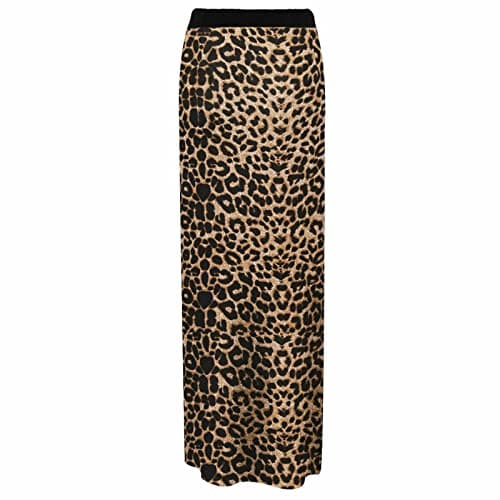 Image of Crazy Girls Women Elasticated Gypsy Long Plain Printed Maxi Skirt.UK 8-26, Leopard Print, ML (UK 12-14)