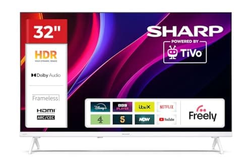 Image of Sharp 32HE2245KW 32-Inch HD Ready LED TV, 720p, TiVo OS Smart TV, HDR10, Wi-Fi, 3 HDMI, 2 USB, White