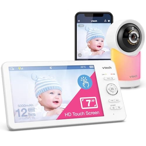 Image of VTech RM7768HD Smart Wi-Fi Baby Monitor with 7"Touch Screen and 1080p HD Camera,360Â Pan&Tilt,135°Wide View,Night Light,Soothing Sounds,Temperature Sensor,Motion Detection,Mobile Connect,iOS/Android