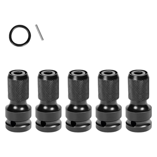 Image of 5Pcs 1 / 2Inch Square to 1 / 4Inch Hexagonal Ratchets Socket Impacts Wrench Socket Set Spanner Drive Drill Chucks Impacts Bit Holders