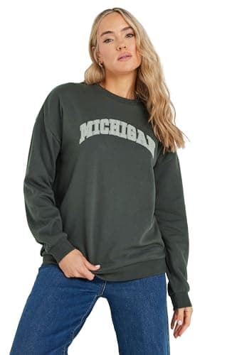 Image of Long Tall Sally - Lts Tall Grey 'Michigan' Slogan Sweatshirt - Women's
