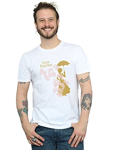 Image of Disney Men's Mary Poppins Floral Silhouette T-Shirt White XX-Large