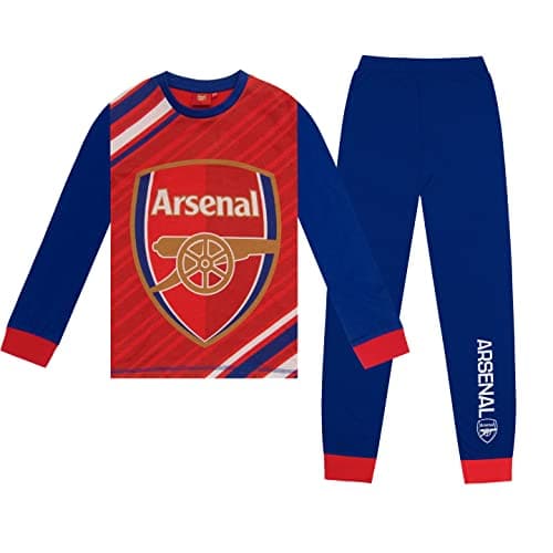 Image of Arsenal FC Official Boys Sublimation Long Pyjamas Red Navy 11-12 Years