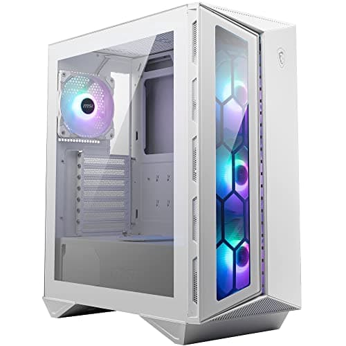 Image of MSI MPG GUNGNIR 110R WHITE Mid-Tower PC Case - Tempered Glass, ATX, M-ATX & Mini-ITX Capacity, 4 x 120mm ARGB fans with Hub Controller, Magnetic Dust Filter, USB 3.2 Gen 2x2 Type-C, Gen 1 Type-A Ports