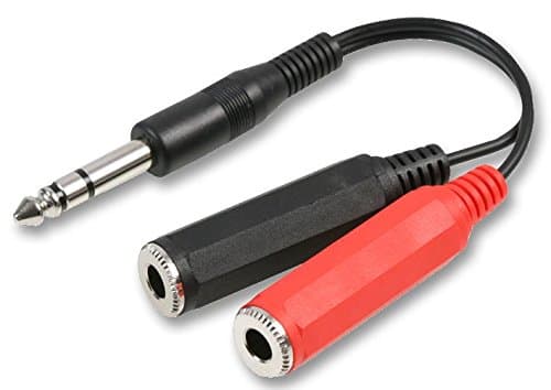 Image of Pro Signal PSG03432 6.35mm (1/4") Stereo Jack Plug to 2x Mono Jack Sockets Leads, 150mm Black