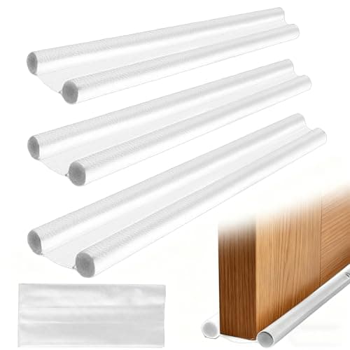 Image of 3 Pcs Draft Excluder for Doors Cushion, Under Door Draught Excluder Stnips, Soundproof & Windproof Double sided Under Door Draft Stopper forBottom of Doors(96 cm /37.8 inch, White)
