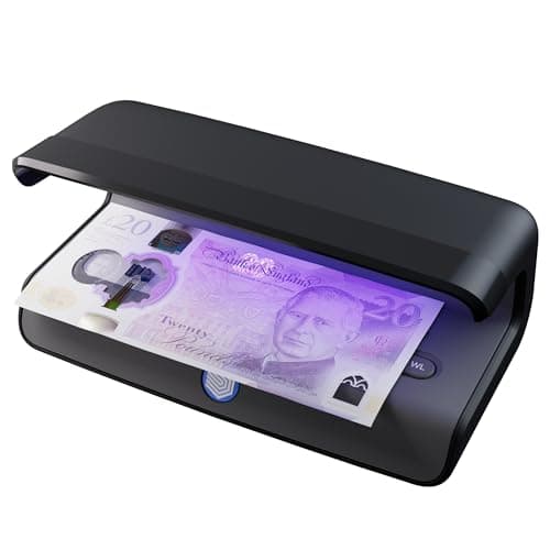 Image of Safescan 75 LED Money Detector with Ultra Strong UV & White Light - Counterfeit Money Checker for Banknotes, Credit Cards & ID Cards - Money Checker with Triple Detection - Money Checker
