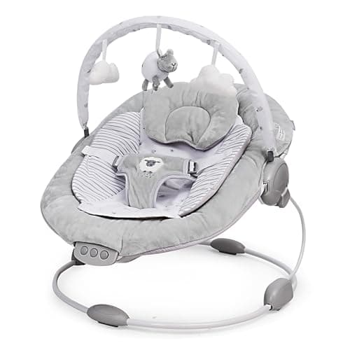 Image of LADIDA Soft Padded Grey Lamb Newborn Bouncer with Soothing Music and Vibration, Suitable for Newborns 077