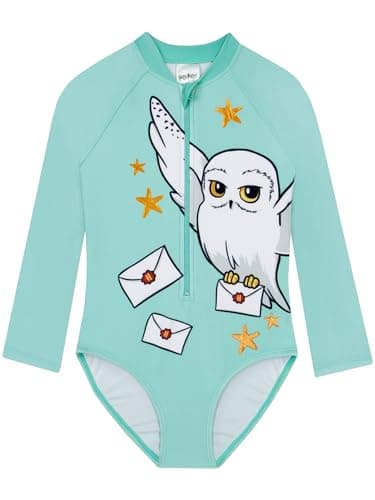 Image of Harry Potter Girls Swimming Costume, Hedwig Girls Swimsuit, Hogwarts Kids Swimming Costume, Blue 11-12 Years