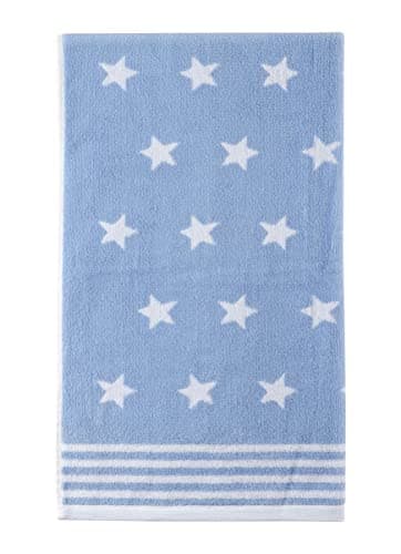 Image of La Maison Jacquard Stars 100% Cotton 500GSM Luxury Hand Towel Bath Towel Super Soft Highly Absorbent Everyday Use (70cm x 120cm Bath Towel, Blue)