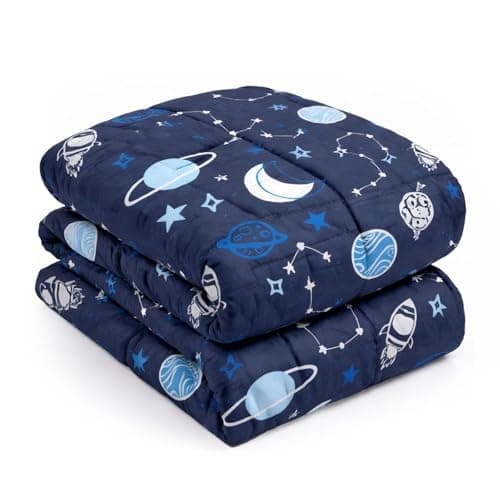 Image of OHS Weighted Blanket Teddy Fleece 3kg Space Navy, Perfect for Gifting Therapy Autism Insomnia Anxiety Relief for Adults, Single - 100 x 150cm - (Disclaimer:Only Suitable for Age 3+Years)