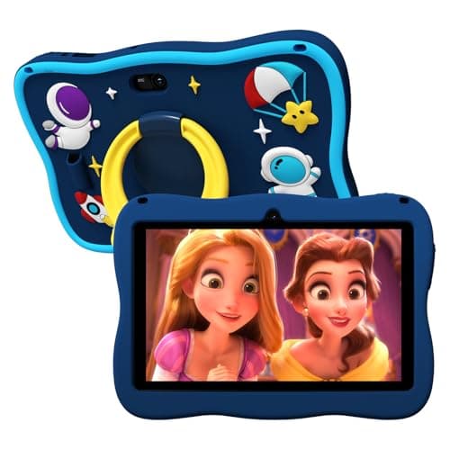 Image of VASOUN 7 Inch Kids Tablet - Android 13 | 4GB RAM 32GB Storage | Parental Controls | Shockproof Case | 3500mAh Battery | WiFi & Bluetooth | Dual Camera | Child-Friendly (Blue)