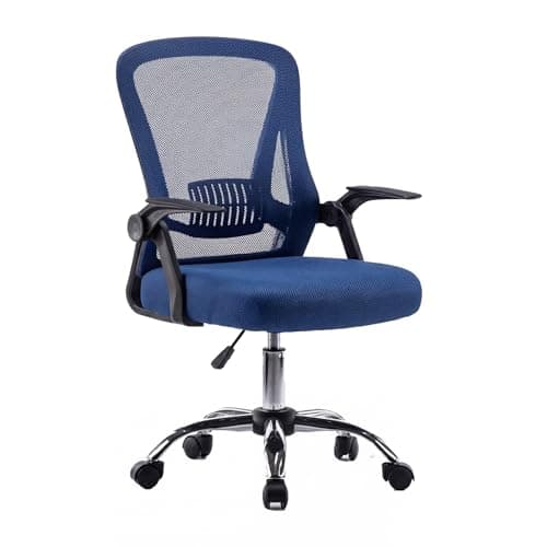 Image of Panana Office Chair Flip-up Armrest Managerial Desk Chair Mesh Back Gas Lift Swivel Chair (Blue)