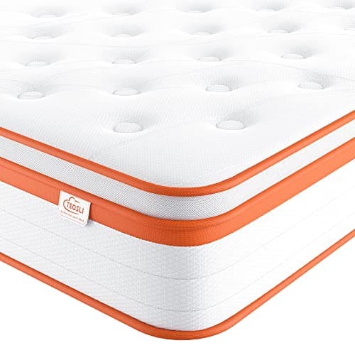 Image of TeQsli Single Mattress 3FT, 10 Inch Gel Memory Foam 7 Zone Orthopedic Single Mattress Pocket Sprungs Wave Foam Hybrid - Medium Firm Motion - Isolation 90x190x25 cm