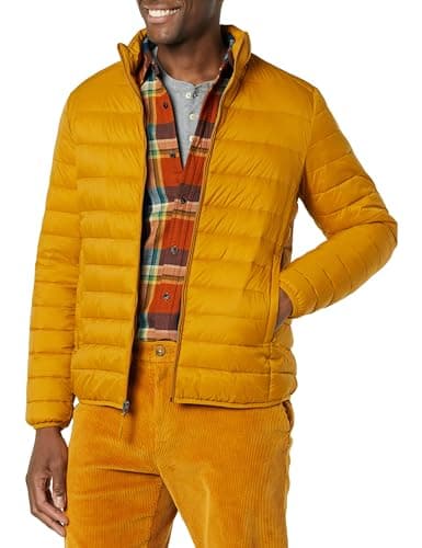 Image of Amazon Essentials Men's Packable Lightweight Water-Resistant Puffer Jacket (Available in Big & Tall), Golden Yellow, XXL