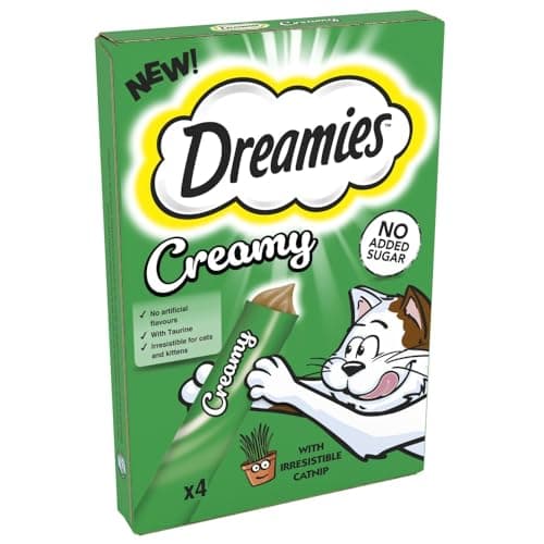 Image of Dreamies Creamy Cat Treats 11x 4x10 g with Catnip – Creamy Cat Snacks with Catnip Flavor
