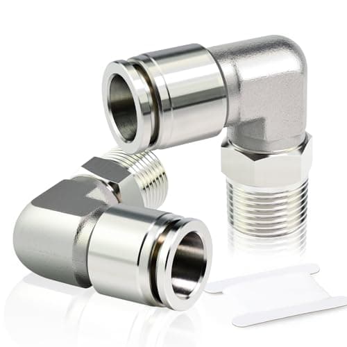 Image of ERGAOBOY 2 pieces 6 mm pipe OD x 1/8 inch BSP thread outer bend stainless steel 304 push-in fittings pneumatic push fit
