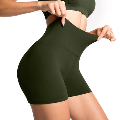 Image of Sanpetix Gym Shorts for Women, Black Cycling Shorts for Biker Workout Running Yoga Army Green 1 Pack SM