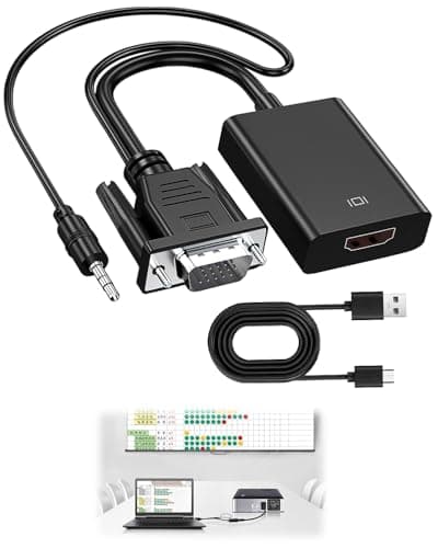 Image of VGA to HDMI Adapter with Audio 1080P VGA Source to HDMI Display Converter with Power Cord Male to Female Connector Male to Female Connector for TV HDTV Projector Monitor Laptop Computer Desktop, Black