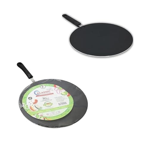Image of 30cm Non-Stick Tawa Pan Large Flat Griddle for Roti Chapati Naan Pancakes Dosa Crepes Heavy-Duty Aluminium with Stainless Steel Base Even Heat Distribution & Ergonomic Handle