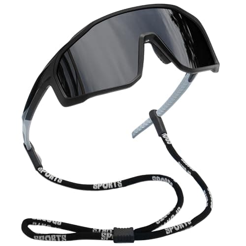 Image of Joopin Cycling Sunglasses Men Women Polarised Sports Wrap Around Sun Glasses UV400 Protection Black Shades Sunnies