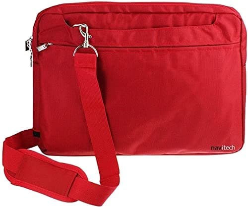 Image of Navitech Red Sleek Water Resistant Travel Bag - Compatible with LOGIK L10SPDVD17 Portable 10.1" DVD Player