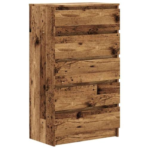 Image of vidaXL - Old Wood Drawer Cabinet/Engineered Wood Filing Chest with 5 Drawers - Living Room/Bedroom/Office - Modern/Brown - 60x36x103 cm