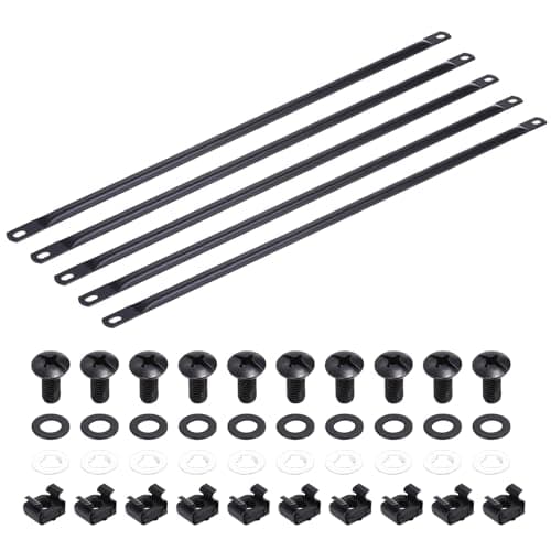 Image of PATIKIL 1U Horizontal Cable Managers, 5 Pack 19 Inch Horizontal Lacing Bar Rack Mount Cord Management Metal Wire Organizer for Network Cabinet, Black