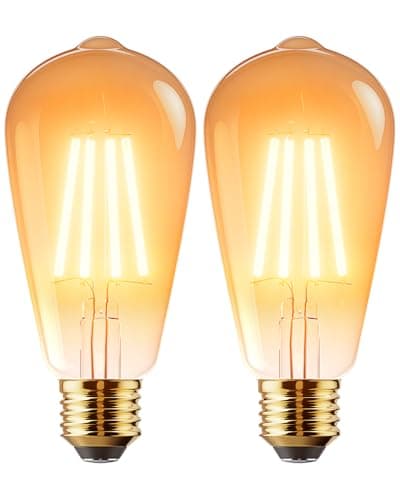 Image of Vanke E27 Vintage Light Bulbs 6W Edison Screw LED Filament Decorative Bulb Warm White 2700K 700 Lumen Equivalent 60W Non-Dimmable Pack of 2