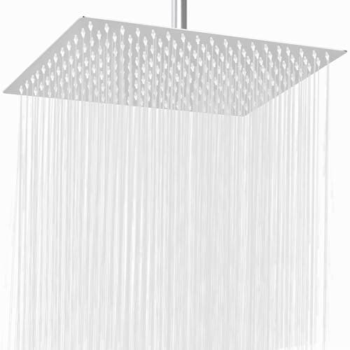 Image of Extra Large Rain Shower Head, 40 * 30cm Rectangle Stainless Steel High-Flow Rainfall Showerhead, Full Body Waterfall Coverage - Luxury Bathroom Upgrade (Chrome)