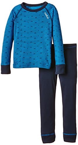 Image of Odlo Warm Children's Set Functional Base Layer Shirt Long-Sleeved Women's Trousers Long Multi-Coloured Directoire Blue - Navy New Size:18-24 months