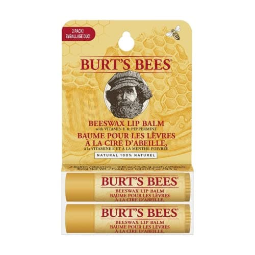 Image of Burt's Bees 100% Natural Moisturising Lip Balm Pack of 2 Beeswax, 2 Tubes in Blister Box, 8.5 g