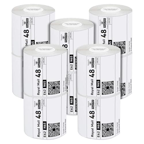 Image of iSOUL 4X6 Direct Thermal Printer Labels Roll 100mm x 150mm 500 White Permanent Adhesive Shipping Labels Rolls Compatible with Etsy, Shopify, Ebay, Amazon, Royal Mail, FedEx (10 Rolls)