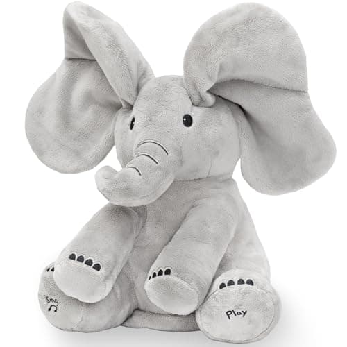 Image of Tippi Peek a Boo Elephant Toy - Interactive Singing Elephant Teddy With Flapping Ears - For Newborn Baby Boys or Girls - Soft Peekaboo Toy For Babies 0-12 Months +
