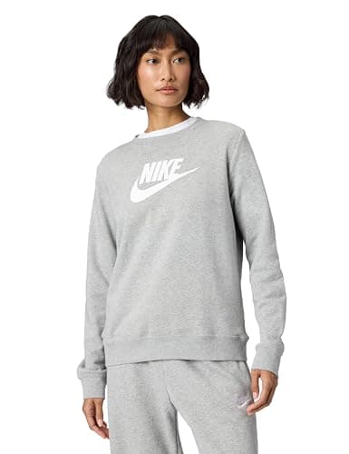 Image of NIKE DQ5832-063 W NSW CLUB FLC GX STD CREW Sweatshirt Women's Dk Gray Heather/White Size M