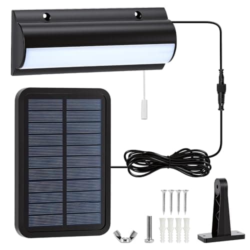 Image of GEOKILO Solar Shed Light Indoor Outdoor,600LM Solar Pendant Light with Pull Cord Switch, 6000K Withe Light, IP65 Waterproof Solar Chandelier for Garden Yard Shed Garage Front Door