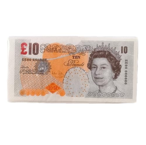 Image of Bank Note Paper Napkins £10 Fifty Pound Novelty Pack of 10